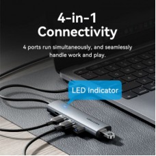 Концентратор VENTION USB-C to 4xUSB 3.0 + 1xUSB-C black (TGZHB) - Фото