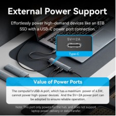 Концентратор VENTION USB-C to 4xUSB 3.0 + 1xUSB-C black (TGZHB) - Фото