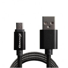 Дата кабель USB 2.0 AM to Micro 5P 1.0m Black/Black Grand-X (FM01BB) - Фото