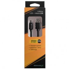 Дата кабель USB 2.0 AM to Micro 5P 1.0m Black/Black Grand-X (FM01BB) - Фото