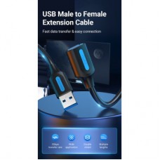 Дата кабель USB 2.0 AM/AF 1.5m black VENTION (CBIBG) - Фото