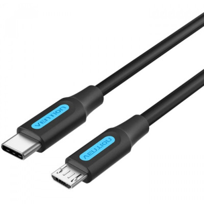 Дата кабель USB-C to Micro 5P 1.5m 10 W black VENTION (COVBG)