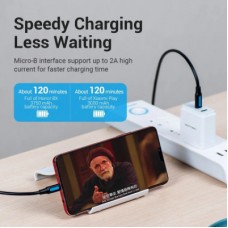 Дата кабель USB-C to Micro 5P 1.5m 10 W black VENTION (COVBG) - Фото