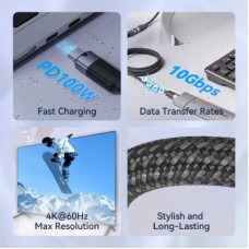 Дата кабель USB-C M/F 1.0m 100W 10Gbps 4K60Hz VENTION (TRFBF) - Фото