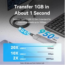 Дата кабель USB-C M/F 1.0m 100W 10Gbps 4K60Hz VENTION (TRFBF) - Фото