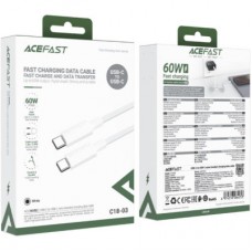 Дата кабель USB-C to USB-C 1.2m 3A white Acefast (6974316284253) - Фото