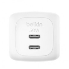 Зарядний пристрій Belkin 2xUSB-C PD50W GaN PPS white (WCH019KQWH) - Фото