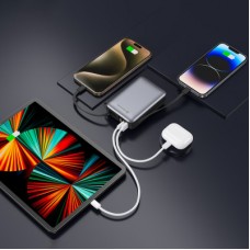Батарея універсальна SWISSTEN 20000 mAh SPACE 22/5W PD QC w/built-in cables USB-C/LIGHTNING Silver (8595217490598) - Фото