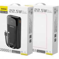 Батарея универсальная Dudao K15Pro 20000mAh PD/22.5W, QC, with built-in cables, Black (6977196682430) - Фото