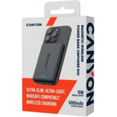 Батарея універсальна Canyon 5000 mAh OnPower 500 PD20W Magnetic wireless MagSafe Black (CNS-CPB500B) - Фото