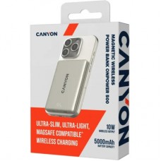 Батарея універсальна Canyon 5000 mAh OnPower 500 PD20W Magnetic wireless MagSafe Grey (CNS-CPB500G) - Фото