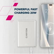 Батарея універсальна Canyon 5000 mAh OnPower 500 PD20W Magnetic wireless MagSafe Grey (CNS-CPB500G) - Фото