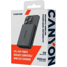 Батарея універсальна Canyon 10000 mAh OnPower 511 PD20W Magnetic wireless MagSafe Black (CNS-CPB511B) - Фото