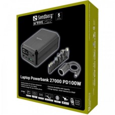 Батарея універсальна Sandberg 27000 mAh Laptop DC1224v 84W, PD/100W, QC/3.0, QI/10W, PowerThrough (421-13) - Фото