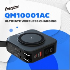 Батарея універсальна Energizer Magnetic Wireless 10000 mAh 20W PD, AC заряджання, QI/15W, built-in USB-C (QM10001AC) - Фото