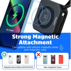 Батарея універсальна Energizer Magnetic Wireless 10000 mAh 20W PD, AC заряджання, QI/15W, built-in USB-C (QM10001AC) - Фото