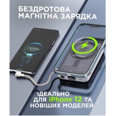 Батарея универсальная Sigma X-power SI10A8QL-MAG silver 10000mAh, Magnetic wireless 15W, charge iWatch, PD+QC, 22,5W max - Фото