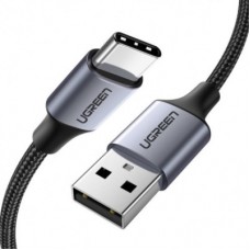 Дата кабель USB 2.0 AM to USB-C 0.25m 3A aluminum braid nickel plating black Ugreen (60124) - Фото