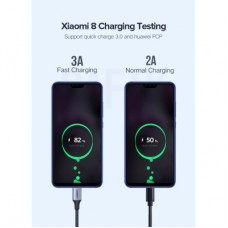 Дата кабель USB 2.0 AM to USB-C 0.25m 3A aluminum braid nickel plating black Ugreen (60124) - Фото