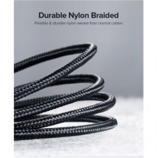 Дата кабель USB 2.0 AM to USB-C 0.25m 3A aluminum braid nickel plating black Ugreen (60124) - Фото