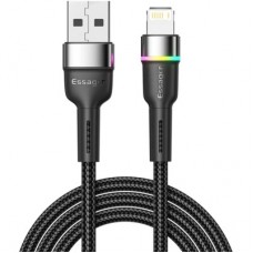 Дата кабель USB 2.0 AM to Lightning 1.0m 2.4A black Essager (EXCL-XCD01) - Фото
