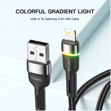 Дата кабель USB 2.0 AM to Lightning 1.0m 2.4A black Essager (EXCL-XCD01) - Фото