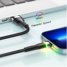 Дата кабель USB 2.0 AM to Lightning 1.0m 2.4A black Essager (EXCL-XCD01) - Фото