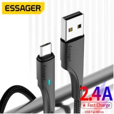 Дата кабель USB 2.0 AM to Micro 5P 1.0m 3A black Essager (EXCM-LS01) - Фото