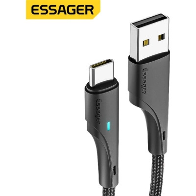 Дата кабель USB 2.0 AM to USB-C 1.0m 3A black Essager (EXCT-LS01)
