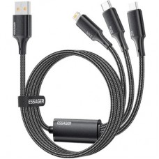 Дата кабель USB 2.0 AM to Lightning + Micro 5P + USB-C 1.2m 100W Essager (EXCMTL-JJ01-P) - Фото