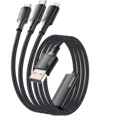 Дата кабель USB 2.0 AM to Lightning + Micro 5P + USB-C 1.2m 100W Essager (EXCMTL-JJ01-P) - Фото