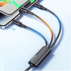 Дата кабель USB 2.0 AM to Lightning + Micro 5P + USB-C 1.2m 100W Essager (EXCMTL-JJ01-P) - Фото