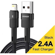Дата кабель USB 2.0 AM to Lightning 1.0m 2.4A black Essager (EXCL-XC01) - Фото