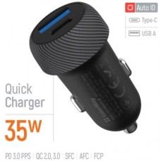 Зарядний пристрій ColorWay USB-C PD35W + USB QC3.0 car adapter (CW-CHA064PD-BK) - Фото