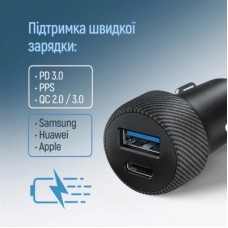 Зарядний пристрій ColorWay USB-C PD35W + USB QC3.0 car adapter (CW-CHA064PD-BK) - Фото