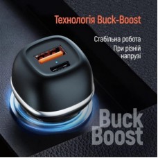 Зарядний пристрій ColorWay USB-C PD45W + USB QC3.0 car adapter (CW-CHA067PD-BK) - Фото