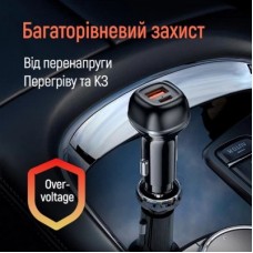 Зарядний пристрій ColorWay USB-C PD65W + USB QC3.0 car adapter (CW-CHA068PD-BK) - Фото
