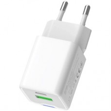 Зарядний пристрій ColorWay USB-C PD20W + 1xUSB QC4.0 white (CW-CHS062PD-WT) - Фото