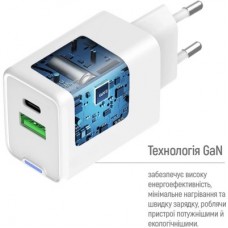 Зарядний пристрій ColorWay USB-C PD20W + 1xUSB QC4.0 white (CW-CHS062PD-WT) - Фото