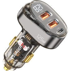 Зарядний пристрій Essager 2xUSB + 1xUSB-C 125W QC 3.0/PD3.0 Display Car Charger (ECC2AC-FM12-Z) - Фото