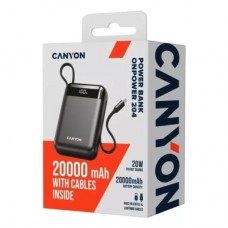 Батарея універсальна Canyon 20000 mAh OnPower 204 PD/20W Built-in Lightning Cable (CNS-CPB204B) - Фото