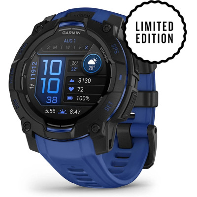 Смарт-годинник Garmin Instinct 3, 45 mm, AMOLED, Black with Bolt Blue Band, GPS смарт-годинник (010-02936-03)