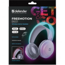 Навушники Defender FreeMotion B651 Bluetooth RGB White (63651) - Фото