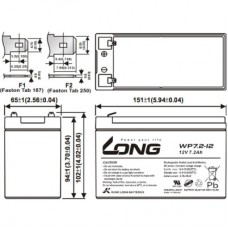 Батарея к ИБП Long 12В 7.2 Ач (WP7.2-12) (WP7.2-12A) Батарея к ИБП Long 12В 7.2 Ач (WP7.2-12) (WP7.2-12A) - Фото