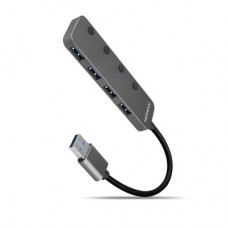 Концентратор AXAGON USB 3.1 to 4xUSB 3.0 0.2m switch black (HUE-MSA) - Фото