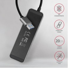 Концентратор AXAGON USB 3.1 to 4xUSB 3.0 0.2m switch black (HUE-MSA) - Фото