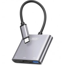 Концентратор XO USBC to USBCPD100W + HDMI 4K30Hz + USB 3.0 grey (HUB011.tranish) - Фото