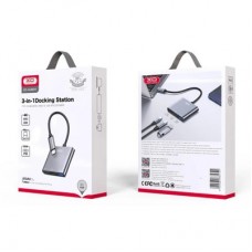 Концентратор XO USBC to USBCPD100W + HDMI 4K30Hz + USB 3.0 grey (HUB011.tranish) - Фото