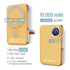 Батарея универсальная ColorWay 10 000 mAh PD/22.5W, 15W MagSafe & Watch Wireless Amber (CW-PB100LPA2Y-WPDD) - Фото