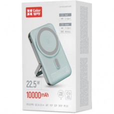Батарея универсальная ColorWay 10 000 mAh PD/22.5W, 15W MagSafe & Watch Wireless Aquamarine (CW-PB100LPA2MT-WPDD) - Фото